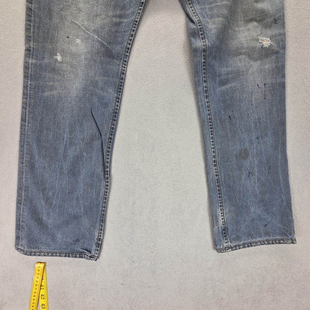 Diesel Jeans Mens 33x32 Blue Iakop Regular Slim Tapered Button Fly Italy 0804J - Picture 10 of 16
